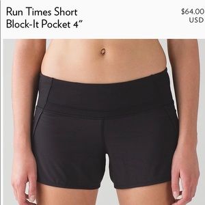 Lululemon run times 4” shorts sz 4